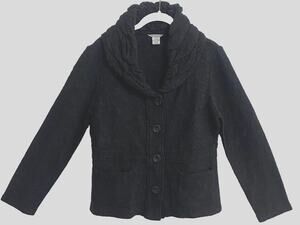 Richard Malcolm Womens Small 100% Wool Sweater Jacket Gray Pockets Button Up